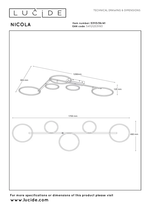 Lucide NICOLA - Plafonnière - LED - CCT - 1x37W 2700K/4000K - Taupe | Essential - technisch